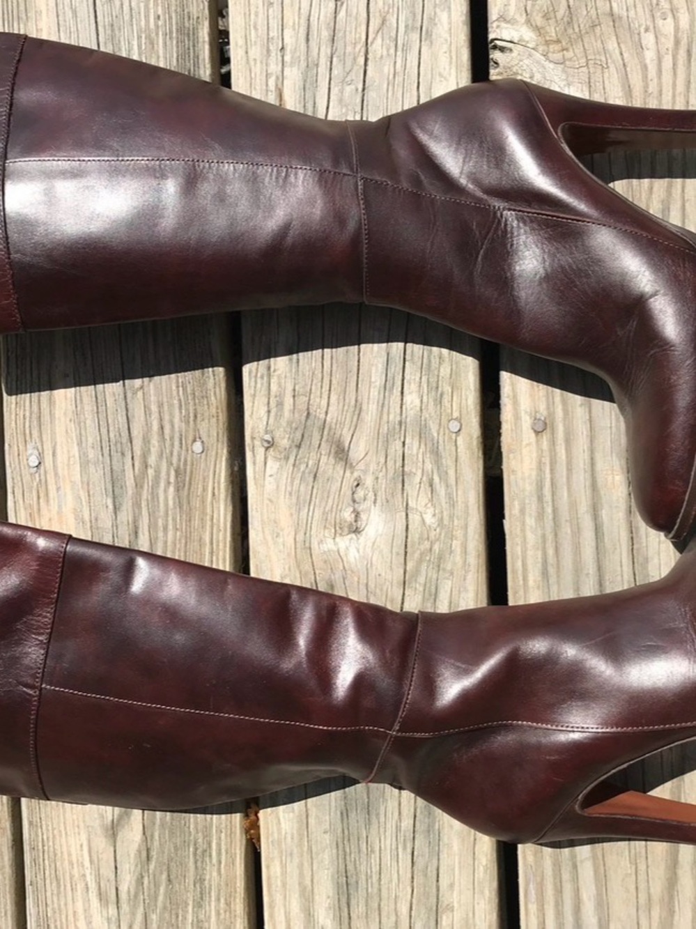 J. Crew Women's Tall Leather Boots - Cordovan Brown - Picture 2 of 7